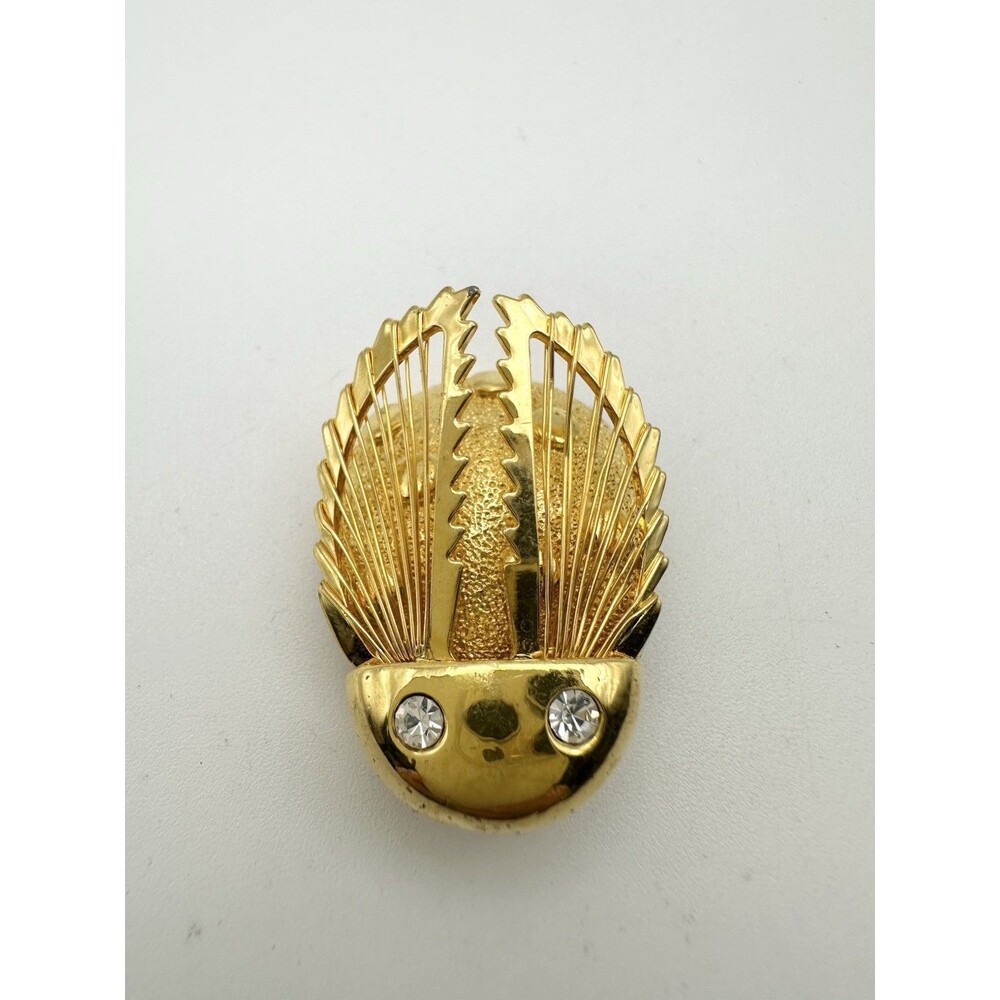 Vintage Gold Tone Rhinestone Bug Pin Brooch